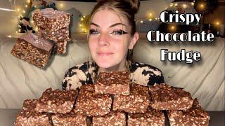 PEANUT BUTTER CHOCOLATE CRISPY FUDGE MUKBANG Vegan No Talking