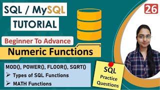 26-Numeric Functions in SQL  Types of SQL Functions  Examples  ABSMODSQRTCEILPOWER