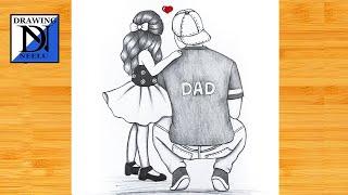 How to draw a father and daughter  Pencil drawing tutorial  Father and daughter Drawing