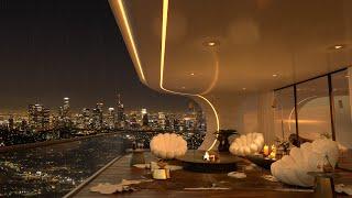 Cityscape Jazz Nights - Serene Apartment Ambiance for Tranquility and Productivity 