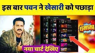 नया चार्ट देखिए  पवन सिंह और खेसारी लाल दोनों में कौन है आगे pawan Singh khesari lal yadav 