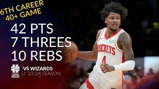 Jalen Green 42 pts 7 threes 10 rebs vs Wizards 2324 season