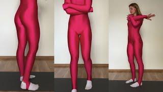 Pink Spandex Catsuit with Stirrups for Home Workout and Yoga