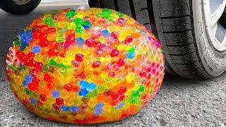 Experiment Car vs Million Orbeez Balloon Juice eggs M&MCandy Crushing Crunchy and soft Things by Car