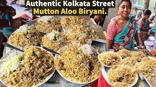 Kolkata Street Mutton Biryani. Samar Dar Biryani Roadside Counter. One Plate Mutton Biryani FULL SET