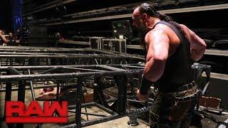 Braun Strowman pulls part of the Raw set down on top of Kane and Brock Lesnar Raw Jan. 8 2018