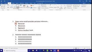 Cara menyilang Jawaban Pada Microsoft Word