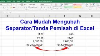 Cara mengubah Separator atau Tanda Pemisah di Excel