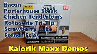 Kalorik Maxx Air Fryer Demos - Cake Bacon Steak Chicken Tri-Tip Fries - So Versatile