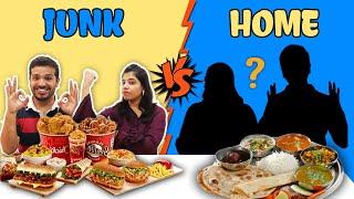 JUNK FOOD VS HOME FOOD CHALLENGE  PARENTS VS HUNGRY BIRDS