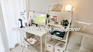 EXTREME DESK MAKEOVER + ORGANIZATION  Pinterest inspired IKEA haul aesthetic desk setup 