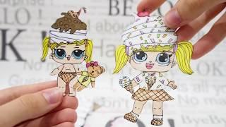 Бумажные сюрпризы ЛОЛ  девочка мороженое  Анна Голд и Кексик