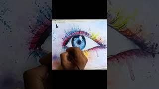 How To Paint Dripping& Colorful Eye  #painting #watercolor #dripingeye #colorfuleye #shorts #short