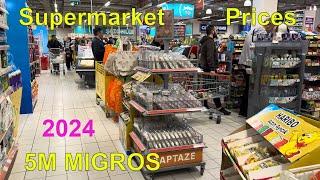 Current prices in Turkish supermarkets 5M Migros tour in Alanya Turkey 2024