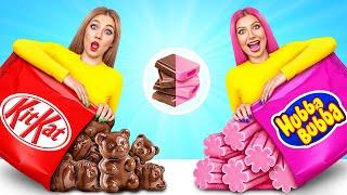Bubble Gum vs Chocolate Food Challenge  Funny Kitchen Hacks by Choco DO