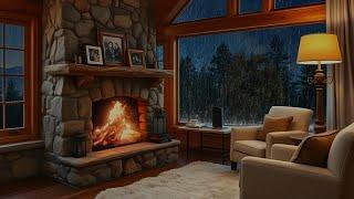  BEAUTIFUL RAIN & FIREPLACE SOUNDS in the living room for Relaxing de-stressing even to sleep