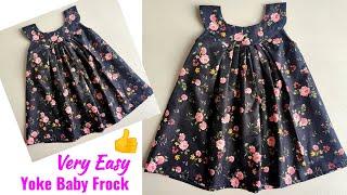 Very Easy Yoke Baby Frock cutting and stitching Step by step  Baby Frock cutting and stitching