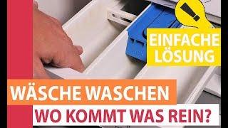 Wäsche waschen - In welches Fach der Waschmaschine kommt was rein? Waschmittel Weichspüler und Co