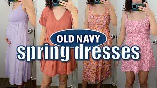 Old Navy SPRING DRESSES  dressing room try on 13 weeks pregnant 