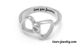 Heart Ring - Love Ring Engraved Love You Forever Sizes 6 to 9