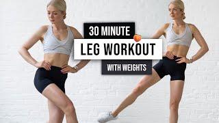 30 MIN LEG WORKOUT - Lower Body GLUTES and THIGHS - With Weights Home Workout