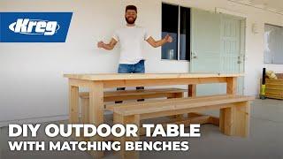 Outdoor Dining Table With Matching Benches  Free Woodworking Project Plan