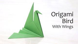 How to Make Origami Bird with Crimped Wings - Easy Paper Bird Tutorial