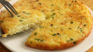 Potatoes Eggs Chesse Only 3 Ingredient Grated Potato Omelette Simple Healthy Breakfast