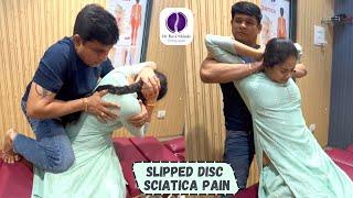 TWISTING her SPINE  Slipped Disc   Sciatica Back Pain Treatment  Indian Chiropractic  Dr Ravi