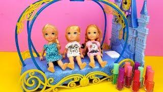 Sleepover at Cinderella  Elsa & Anna toddlers - LOL surprise dolls - moj moj - coloring