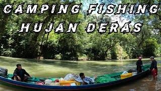 Camping Fishing 3 hari Hujan deras Bermalam di hulu sungai Menembak Ikan memancing ikan