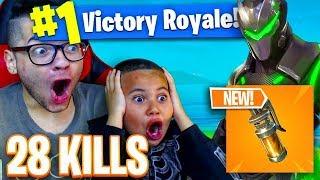 *NEW* STINK BOMB IS OVERPOWERED OMG 9 YEAR OLD BREAKS HIS WORLD RECORD KILLS 28 KILLS FORTNITE BR