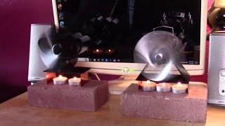 DIY Candle Powered Desk Fan using a strip of copper and a brick tealight powered 3-speed easy DIY