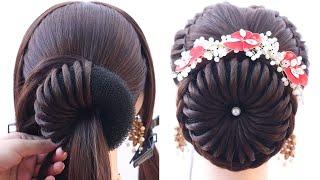 fantastic juda hairstyle for women  hairstyle for saree look  hairstyle for wedding guest