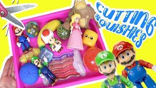 The Super Mario Bros Movie Peach Luigi Toad Cutting Squishies into One Bowl