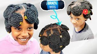 kids  boroba hair braid with Brazilian wool ️