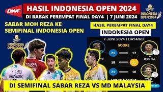 Hasil Indonesia Open 2024 Hari ini Day 4 Sabar Reza ke Semifinal  Indonesia Open 2024 Badminton QF