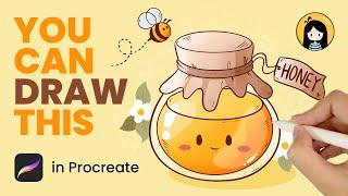 How to Draw a Cute Honey Jar in Procreate  Easy Tutorial for Beginners  Cute Drawing Ideas