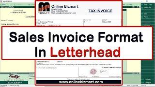 Sales Invoice Format In Letterhead - Tally ERP.9