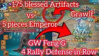 Wonder War GW Feng G Defense 4-Rally in Row vs Grawlf  1stKnight  Lords Mobile