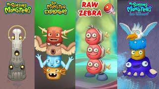 ALL My Singing Monsters Vs Raw Zebra Vs The Monster Explorers vs The Lost Landscapes