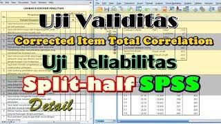 Uji Validitas Corrected Item Total Correlation dan Reliabilitas Split-half dengan SPSS