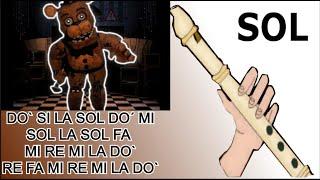 Five Nights at Freddys canción flauta dulce fácil tutorial con animación easy flute recorder