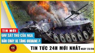 UAV Lancet Nga tấn công bắn cháy xe tăng T-64M Bulat của Ukraine ở khu vực Donetsk  TV4K