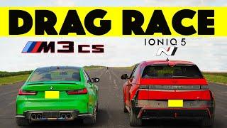 Judgment Day 2025 Hyundai Ioniq5 N vs. 2024 BMW M3 CS drag and roll race.