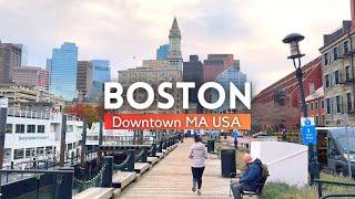 Boston Downtown Walking Tour 2024 4K HDR  Boston MA USA Night walk