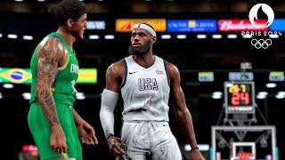 NBA 2K24 Live Simulation  USA vs Brazil FULL GAME  Olympic Mens Basketball  Quarterfinals