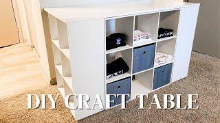 DIY Craft table with Storage  T-shirt business workstation  Easy build using very minimal tools.