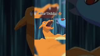 Ash Charizard before VS after Training  Ash Charizard Then VS Now #shorts #viral