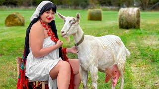 Beautiful Girl Makes Real Homemade Goat Milk Cheese Life in a Faraway Ukrainian Village